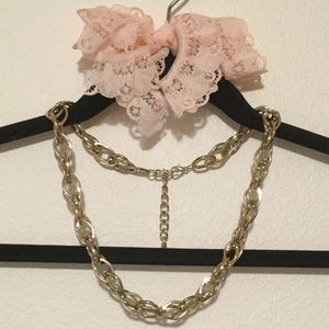 Gold Tone Large Chunky Chain Necklace with Extension Chain